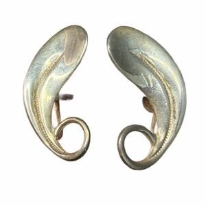 Pretty Beau Sterling Earrings - Vintage 50's-60's Screwback Swirl Design 925